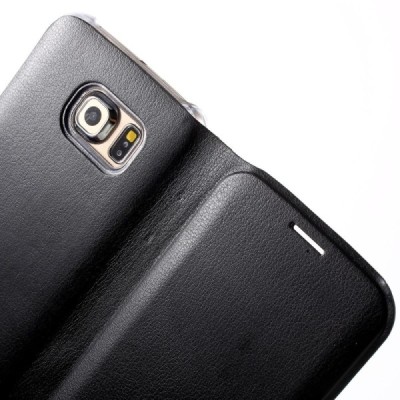 Samsung Galaxy S6 Edge melns atvēramais Smart Wallet ādas maciņš - maks / Vacins.lv