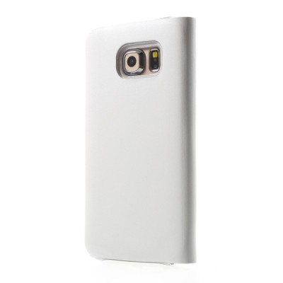 Samsung Galaxy S6 Edge balts atvēramais Smart Wallet ādas maciņš - maks / Vacins.lv