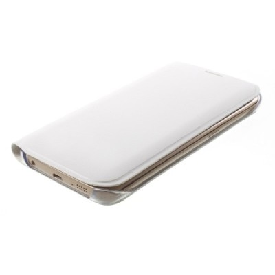 Samsung Galaxy S6 Edge balts atvēramais Smart Wallet ādas maciņš - maks / Vacins.lv