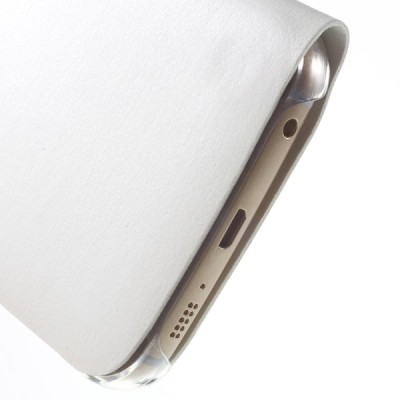 Samsung Galaxy S6 Edge balts atvēramais Smart Wallet ādas maciņš - maks / Vacins.lv