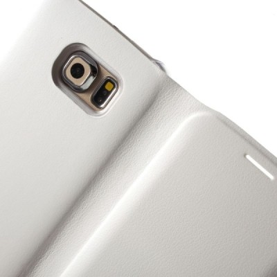 Samsung Galaxy S6 Edge balts atvēramais Smart Wallet ādas maciņš - maks / Vacins.lv