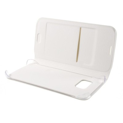 Samsung Galaxy S6 Edge balts atvēramais Smart Wallet ādas maciņš - maks / Vacins.lv