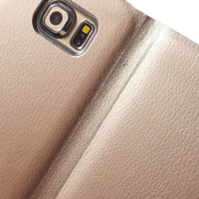 Samsung Galaxy S6 Edge rožinis odinis atverčiamas Smart Wallet dėklas - piniginė / Priedai.lt