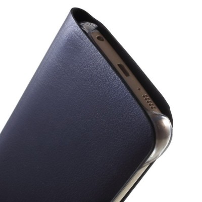 Samsung Galaxy S6 Edge mėlynas odinis atverčiamas Smart Wallet dėklas - piniginė / Priedai.lt