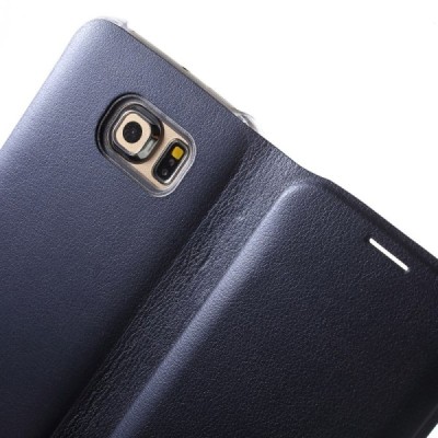 Samsung Galaxy S6 Edge mėlynas odinis atverčiamas Smart Wallet dėklas - piniginė / Priedai.lt
