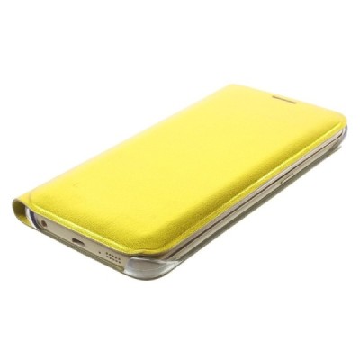 Samsung Galaxy S6 Edge geltonas odinis atverčiamas Smart Wallet dėklas - piniginė / Priedai.lt