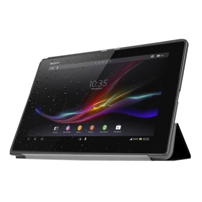 Sony Xperia Tablet Z4 atvēramais melns ādas maciņš / Vacins.lv