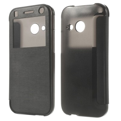 HTC One (M8) mini 2 View Window atverčiamas juodas dėklas / Priedai.lt