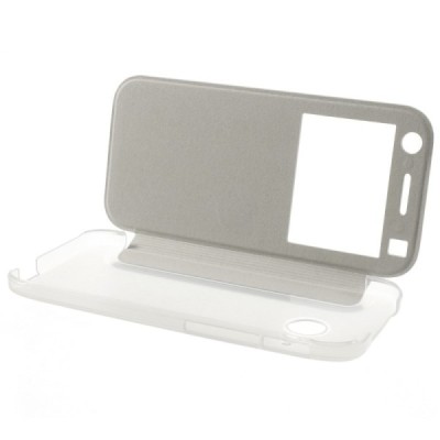 HTC One (M8) mini 2 View Window atverčiamas baltas dėklas / Priedai.lt