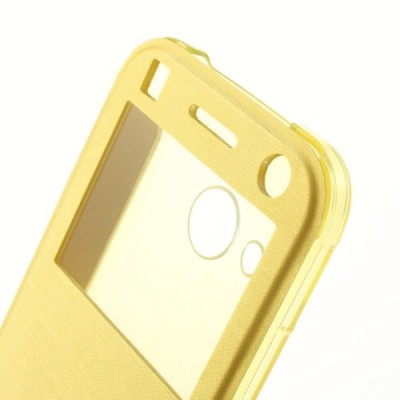 HTC One (M8) mini 2 View Window atverčiamas geltonas dėklas / Priedai.lt