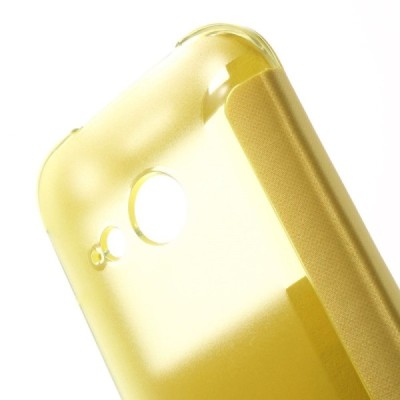 HTC One (M8) mini 2 View Window atverčiamas geltonas dėklas / Priedai.lt