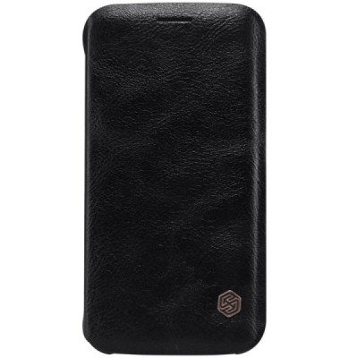 Greznais „Nillkin“ Qin sērijas ādas atvērams melns Samsung Galaxy S6 Edge (G925) maciņš / Vacins.lv