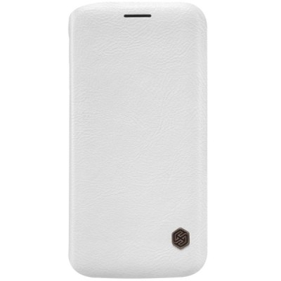 Greznais „Nillkin“ Qin sērijas ādas atvērams balts Samsung Galaxy S6 Edge (G925) maciņš / Vacins.lv