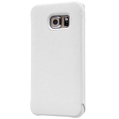 Prabangus „Nillkin“ Qin serijos baltas odinis atverčiamas Samsung Galaxy S6 Edge (G925) dėklas / Priedai.lt