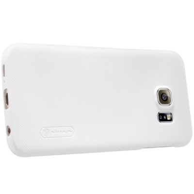 Samsung Galaxy S6 Edge (G925) Nillkin Frosted Shield baltas plastikinis dėklas + apsauginė ekrano plėvelė / Priedai.lt