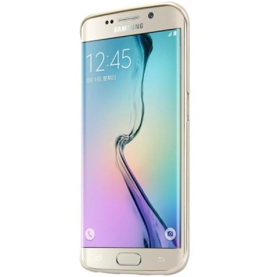 Samsung Galaxy S6 Edge (G925) Nillkin Frosted Shield zelta plastmasas apvalks + ekrāna aizsargplēve / Vacins.lv