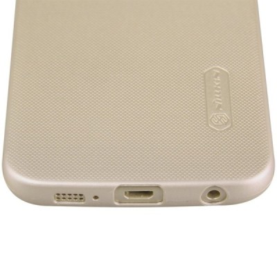 Samsung Galaxy S6 Edge (G925) Nillkin Frosted Shield zelta plastmasas apvalks + ekrāna aizsargplēve / Vacins.lv