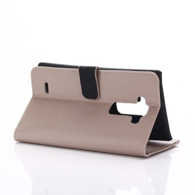 LG G Flex 2 H955 atverčiamas smėlio spalvos odinis retro dėklas - piniginė / Priedai.lt