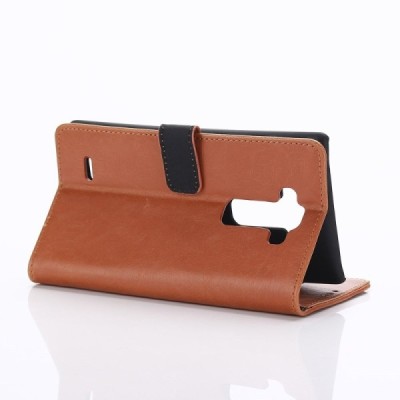 LG G Flex 2 H955 atverčiamas šviesiai rudos spalvos odinis retro dėklas - piniginė / Priedai.lt