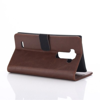 LG G Flex 2 H955 atvēramais ādas tumši brūns retro maciņš (maks) / Vacins.lv