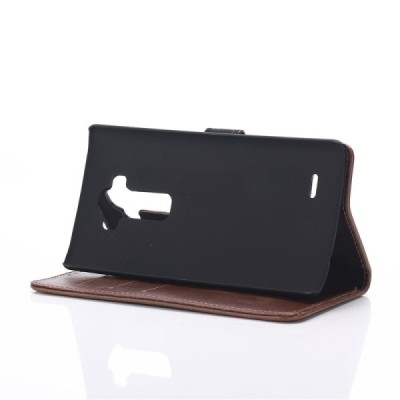 LG G Flex 2 H955 atvēramais ādas tumši brūns retro maciņš (maks) / Vacins.lv