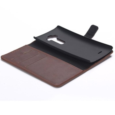 LG G Flex 2 H955 atvēramais ādas tumši brūns retro maciņš (maks) / Vacins.lv