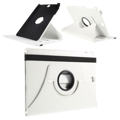 Samsung Galaxy Tab A 9.7 (T555, T550) atverčiamas, sukamas 360 laipsnių, baltas odinis dėklas - stovas / Priedai.lt