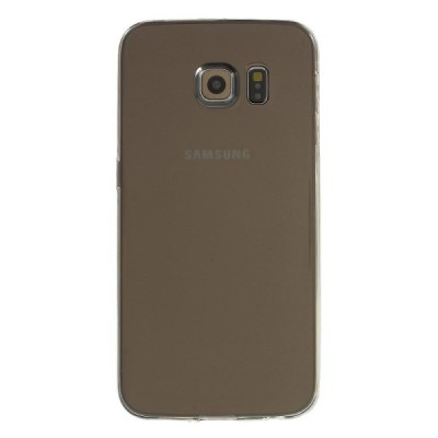 Samsung Galaxy S6 Edge (G925) skaidrus (permatomas) kieto silikono TPU ploniausias pasaulyje pilkas dėklas / Priedai.lt