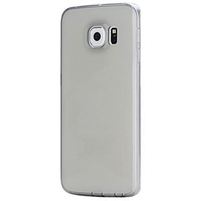 Samsung Galaxy S6 Edge (G925) skaidrus (permatomas) kieto silikono TPU ploniausias pasaulyje pilkas dėklas / Priedai.lt