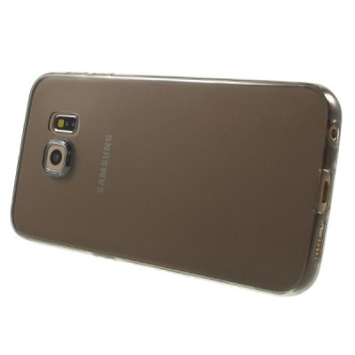 Samsung Galaxy S6 Edge (G925) skaidrus (permatomas) kieto silikono TPU ploniausias pasaulyje pilkas dėklas / Priedai.lt