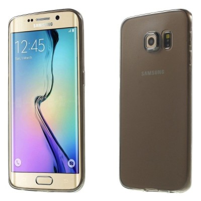 Samsung Galaxy S6 Edge (G925) skaidrus (permatomas) kieto silikono TPU ploniausias pasaulyje pilkas dėklas / Priedai.lt