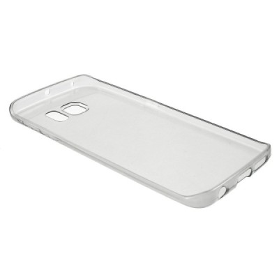 Samsung Galaxy S6 Edge (G925) skaidrus (permatomas) kieto silikono TPU ploniausias pasaulyje pilkas dėklas / Priedai.lt