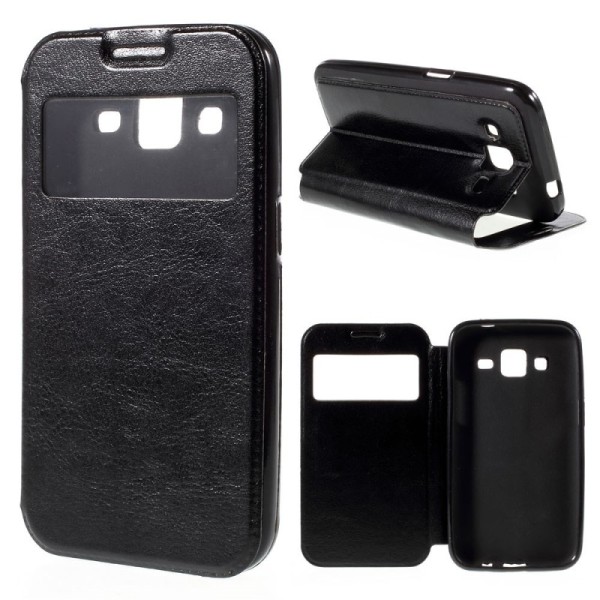 Atvēramais „View Window“ stila maciņš - melns (Galaxy Core Prime)