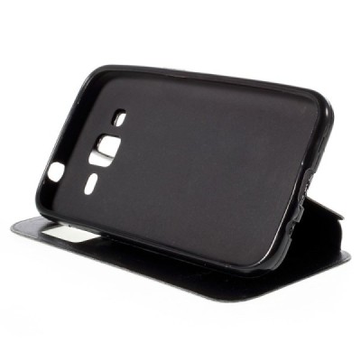Samsung Galaxy Core Prime View Window atvēramais melns maciņš / Vacins.lv