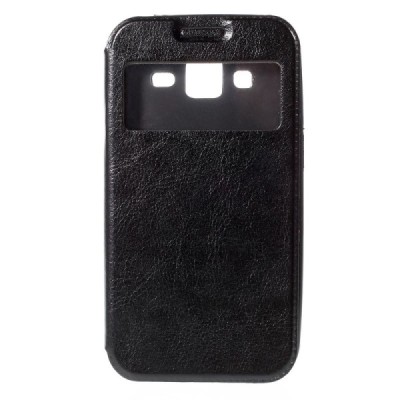 Samsung Galaxy Core Prime View Window atvēramais melns maciņš / Vacins.lv