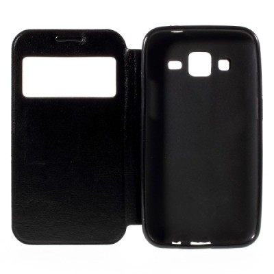 Samsung Galaxy Core Prime View Window atvēramais melns maciņš / Vacins.lv