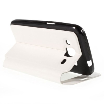 Samsung Galaxy Core Prime View Window atverčiamas baltas dėklas / Priedai.lt