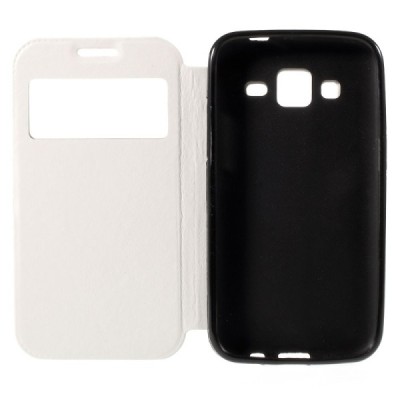 Samsung Galaxy Core Prime View Window atverčiamas baltas dėklas / Priedai.lt