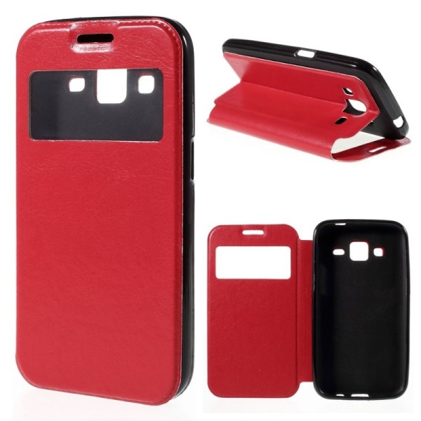 Atvēramais „View Window“ stila maciņš - sarkans (Galaxy Core Prime)