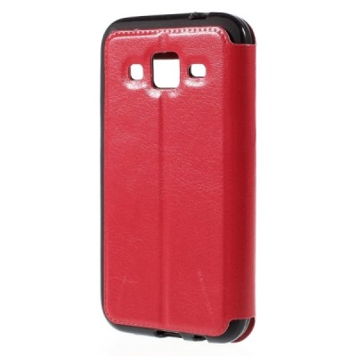 Samsung Galaxy Core Prime View Window atvēramais sarkans maciņš / Vacins.lv