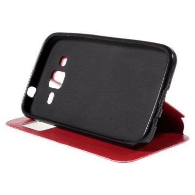 Samsung Galaxy Core Prime View Window atvēramais sarkans maciņš / Vacins.lv