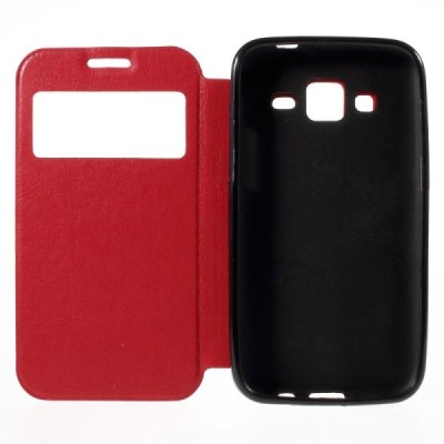 Samsung Galaxy Core Prime View Window atvēramais sarkans maciņš / Vacins.lv