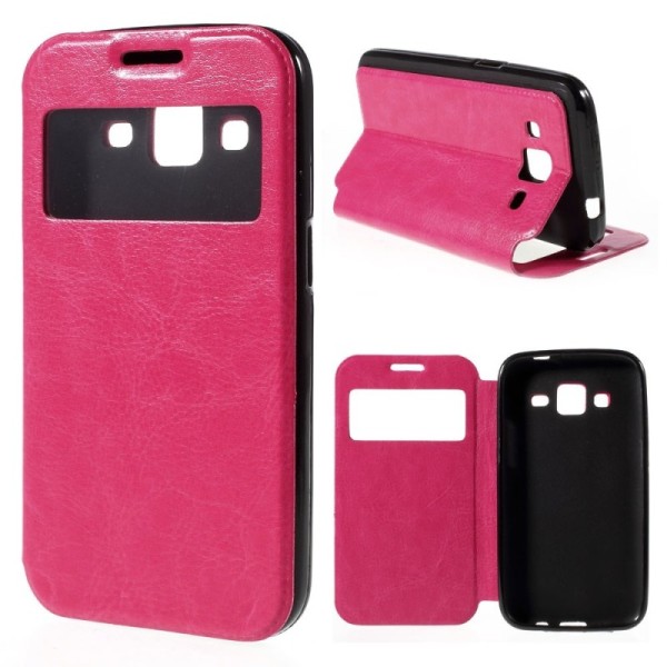 Atvēramais „View Window“ stila maciņš - rozs (Galaxy Core Prime)