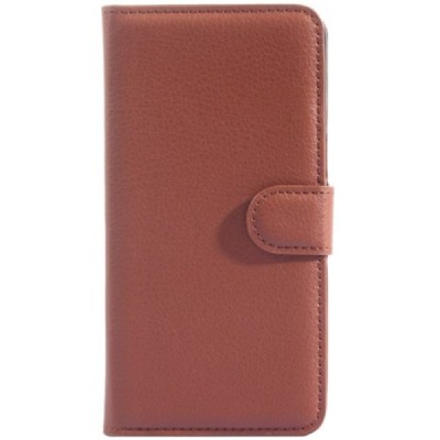 Samsung Galaxy Grand Prime (G530) atverčiamas rudas odinis Litchi dėklas - piniginė / Priedai.lt