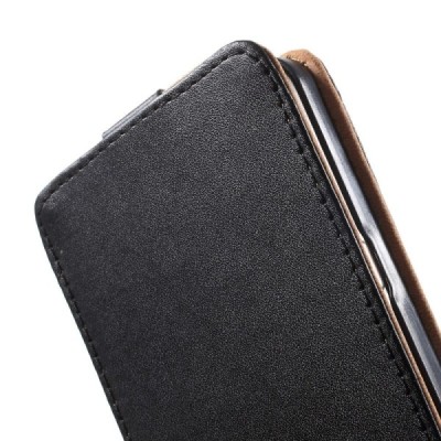 Samsung Galaxy Grand Prime (G530) klasisks ādas vertikāli atvēramais melns maciņš / Vacins.lv