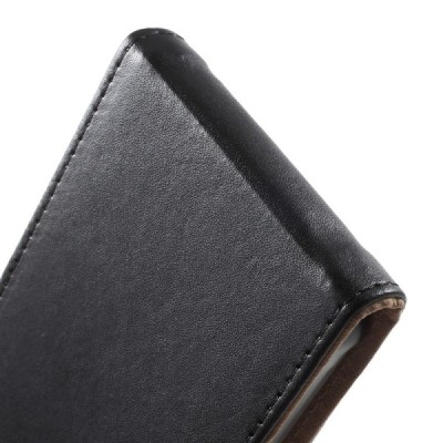 Samsung Galaxy Grand Prime (G530) klasisks ādas vertikāli atvēramais melns maciņš / Vacins.lv