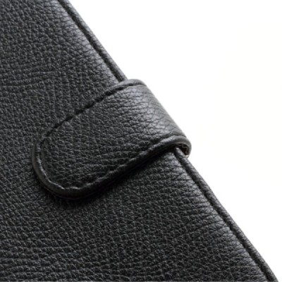 HTC One mini M4 atverčiamas juodas odinis Litchi dėklas - piniginė / Priedai.lt