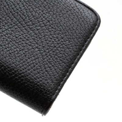 HTC One mini M4 atverčiamas juodas odinis Litchi dėklas - piniginė / Priedai.lt