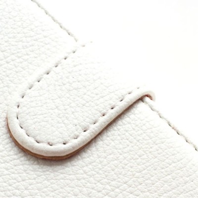 HTC One mini M4 atverčiamas baltas odinis Litchi dėklas - piniginė / Priedai.lt