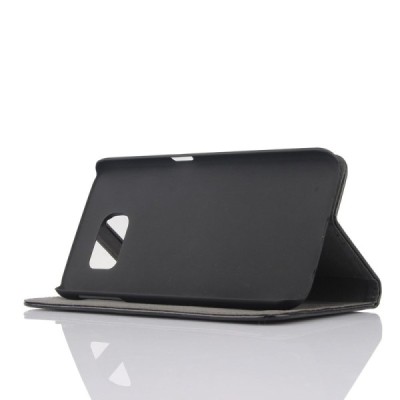 Samsung Galaxy S6 (G920) solidus atverčiamas juodas odinis dėklas - knygutė / Priedai.lt